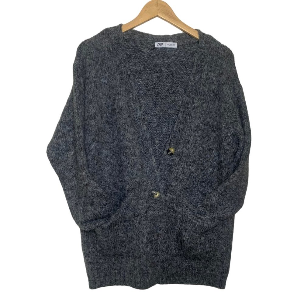 COZY GRAY LONG POCKET CARDIGAN - ZARA - Picture 4 of 10